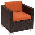 Bfm Seating Aruba Java Wicker Outdoor / Indoor Armchair with Rust Canvas Cushions 163PH5102JOR